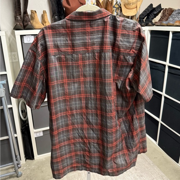 KUHL Men's Red and Gray Plaid Short Sleeve Button Shirt - Picture 3 of 6